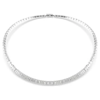 Matrix necklace, Baguette cut, White, Rhodium plated by SWAROVSKI
