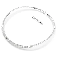 Matrix necklace, Baguette cut, White, Rhodium plated by SWAROVSKI