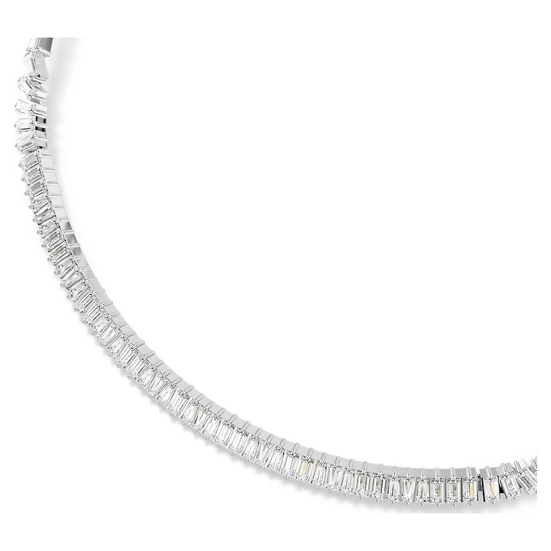 Matrix necklace, Baguette cut, White, Rhodium plated by SWAROVSKI