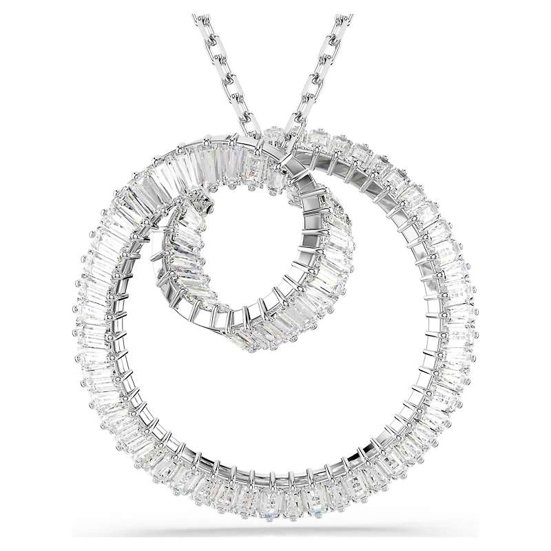 Matrix pendant, Baguette cut, White, Rhodium plated by SWAROVSKI