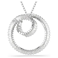 Matrix pendant, Baguette cut, White, Rhodium plated by SWAROVSKI