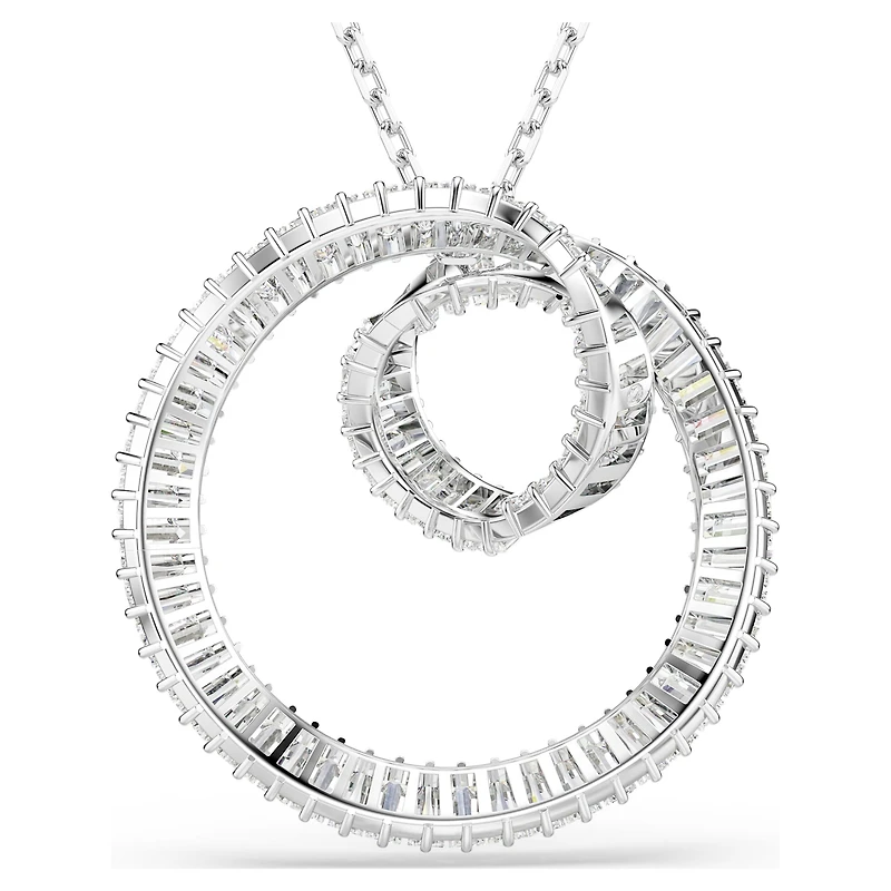 Matrix pendant, Baguette cut, White, Rhodium plated by SWAROVSKI