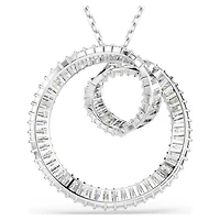 Matrix pendant, Baguette cut, White, Rhodium plated by SWAROVSKI