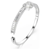 Matrix bangle, Baguette cut, Knot, White, Rhodium plated by SWAROVSKI