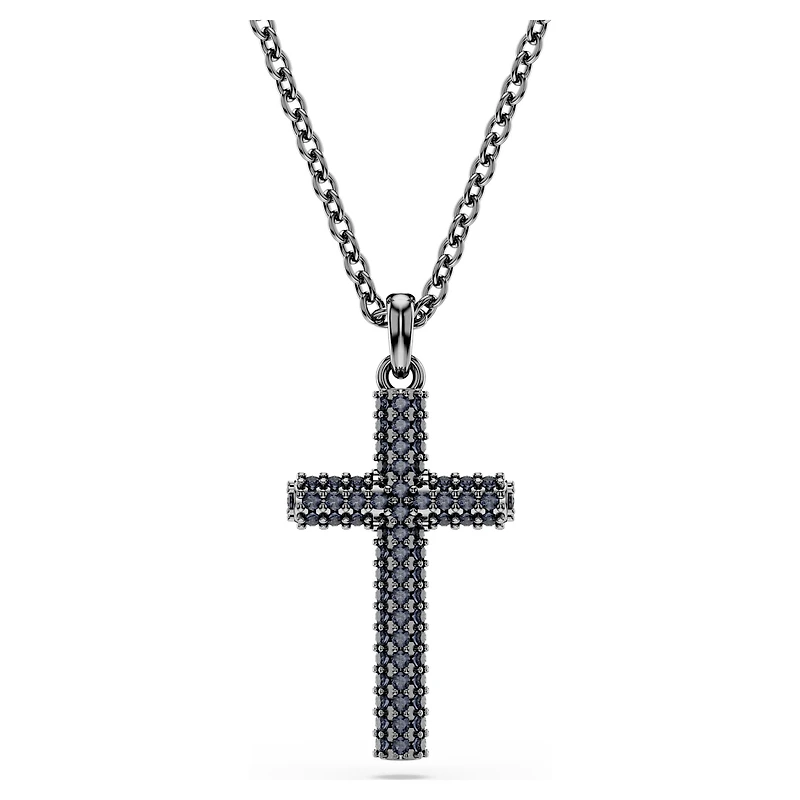 Insigne pendant, Cross, Grey, Ruthenium plated by SWAROVSKI
