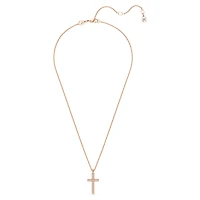 Insigne pendant, Cross, White, 18K rose gold finish