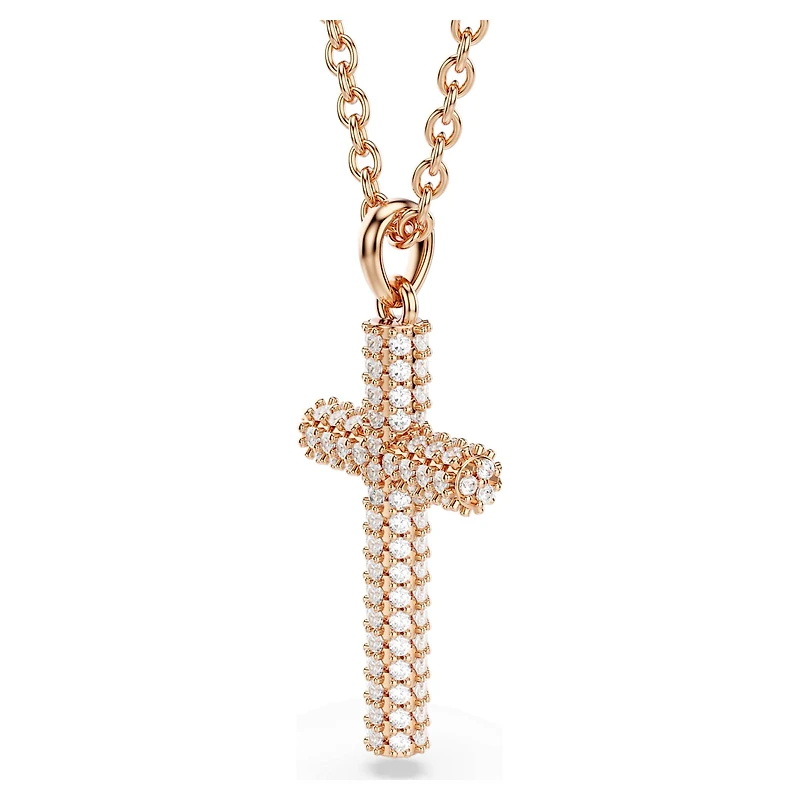 Insigne pendant, Cross, White, 18K rose gold finish
