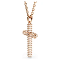 Insigne pendant, Cross, White, 18K rose gold finish
