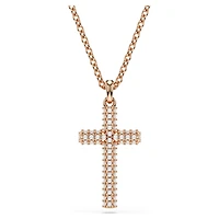 Insigne pendant, Cross, White, Rose gold-tone plated by SWAROVSKI