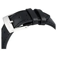 Dextera tachymetre watch, Swiss Made, Leather strap, Silver Tone, Stainless steel by SWAROVSKI