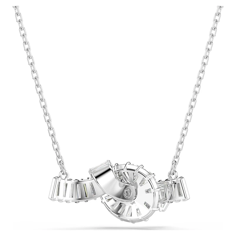 Matrix pendant, Baguette cut, Knot, White, Rhodium plated by SWAROVSKI