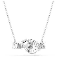 Matrix pendant, Baguette cut, Knot, White, Rhodium plated by SWAROVSKI