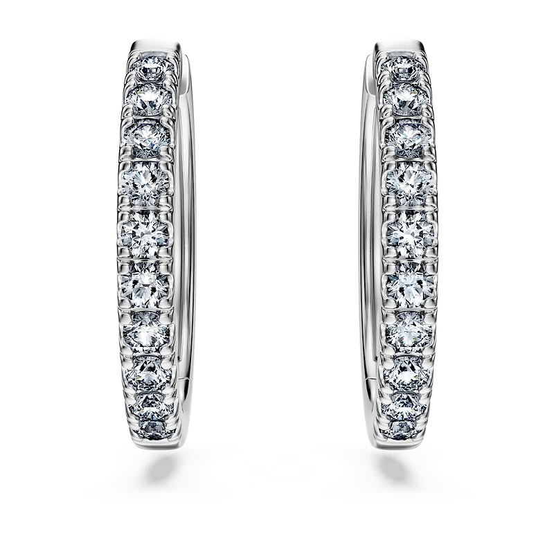 Eternity hoop earrings, Lab-grown diamonds 0.56 ct tw, Round shape, Sterling silver by SWAROVSKI