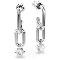 Constella drop earrings, Round cut, White, Rhodium plated by SWAROVSKI