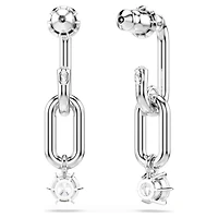 Constella drop earrings, Round cut, White, Rhodium plated by SWAROVSKI