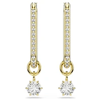 Constella drop earrings, Round cut, White, Gold-tone plated by SWAROVSKI
