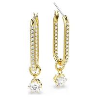 Constella drop earrings, Round cut, White, 18K gold finish