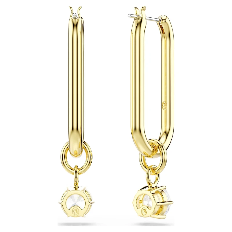 Constella drop earrings, Round cut, White, 18K gold finish