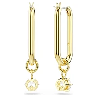 Constella drop earrings, Round cut, White, 18K gold finish