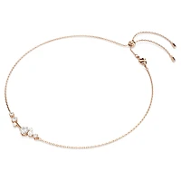 Constella necklace, Crystal pearl, Round cuts, White, 18K rose gold finish