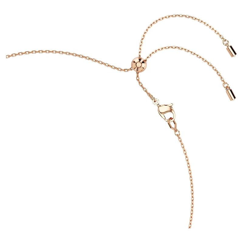 Constella necklace, Crystal pearl, Round cuts, White, 18K rose gold finish