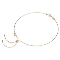 Constella necklace, Crystal pearl, Round cuts, White, 18K rose gold finish