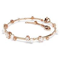 Constella bracelet, Crystal pearl, Round cuts, White, Rose gold-tone plated by SWAROVSKI