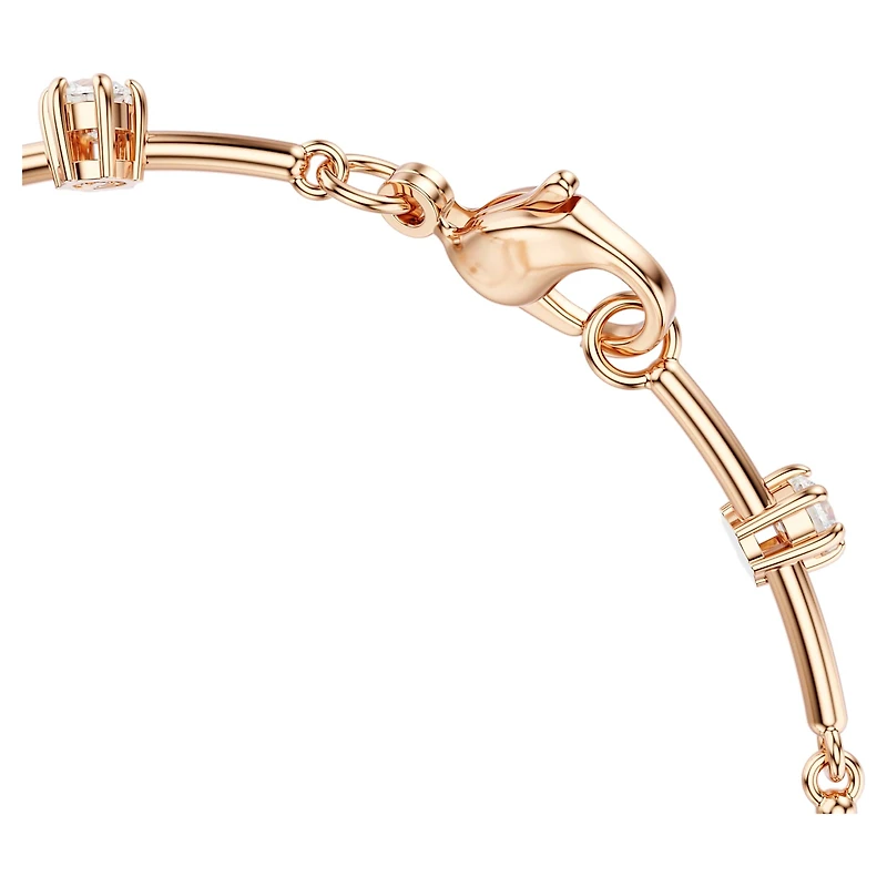 Constella bracelet, Crystal pearl, Round cuts, White, 18K rose gold finish