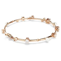 Constella bracelet, Crystal pearl, Round cuts, White, 18K rose gold finish