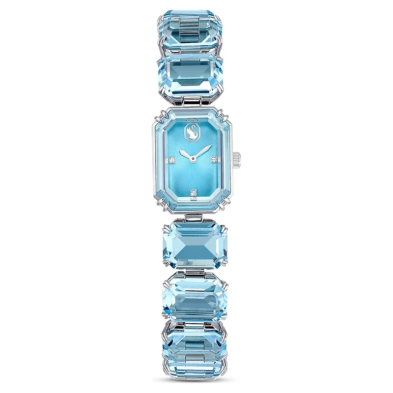 Watch, Octagon cut bracelet, Blue, Stainless steel by SWAROVSKI