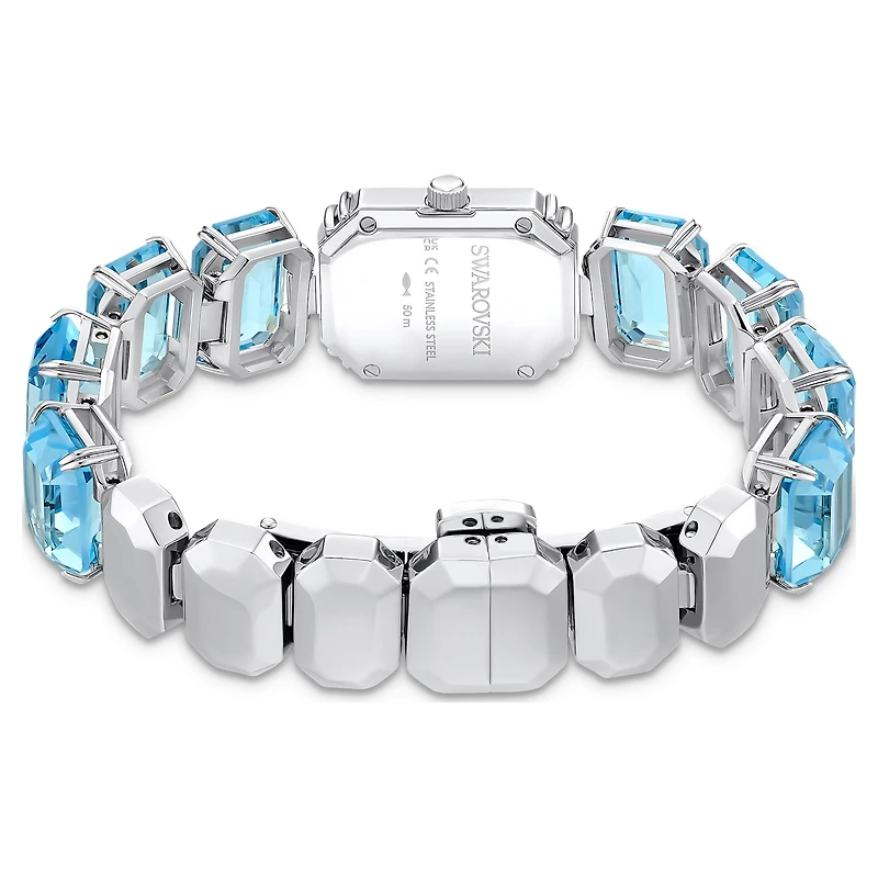 Watch, Octagon cut bracelet, Blue, Stainless steel by SWAROVSKI