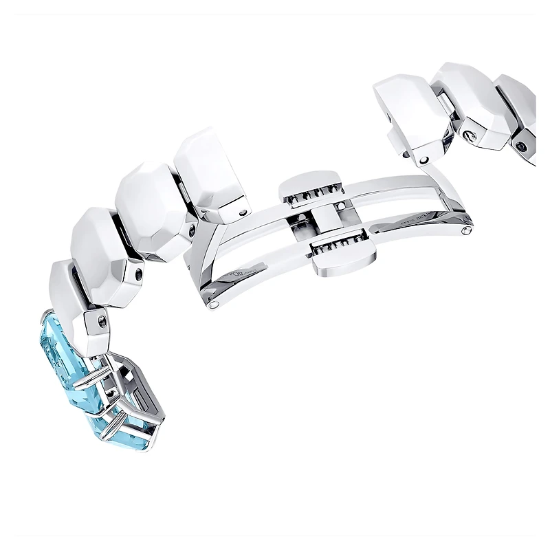 Watch, Octagon cut bracelet, Blue, Stainless steel by SWAROVSKI