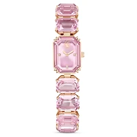 Watch, Octagon cut bracelet, Pink, Rose gold-tone finish by SWAROVSKI