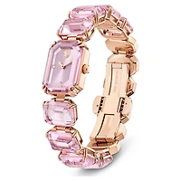 Watch, Octagon cut bracelet, Pink, Rose gold-tone finish by SWAROVSKI