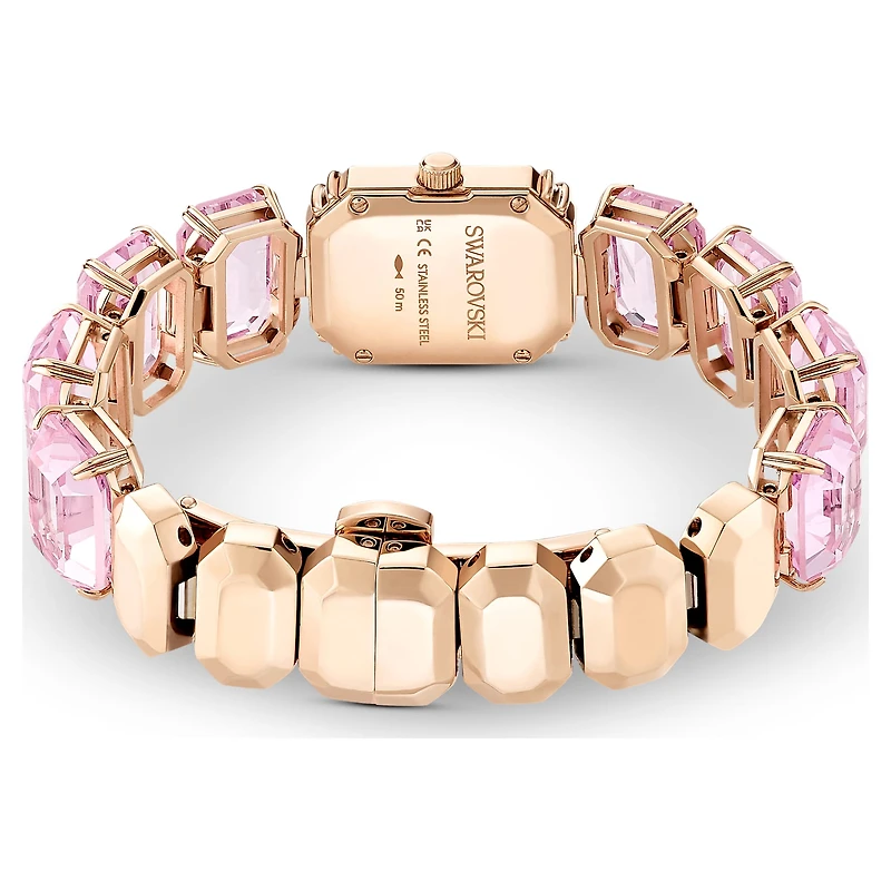 Watch, Octagon cut bracelet, Pink, Rose gold-tone finish by SWAROVSKI