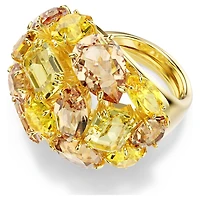 Gema cocktail ring, Mixed cuts, Yellow, Gold-tone plated by SWAROVSKI