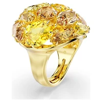 Gema cocktail ring, Mixed cuts, Yellow, Gold-tone plated by SWAROVSKI