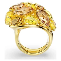 Gema cocktail ring, Mixed cuts, Yellow, Gold-tone plated by SWAROVSKI