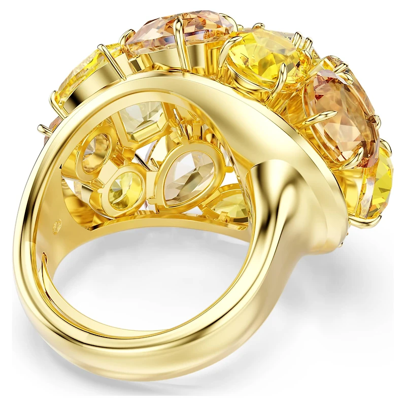 Gema cocktail ring, Mixed cuts, Yellow, Gold-tone plated by SWAROVSKI