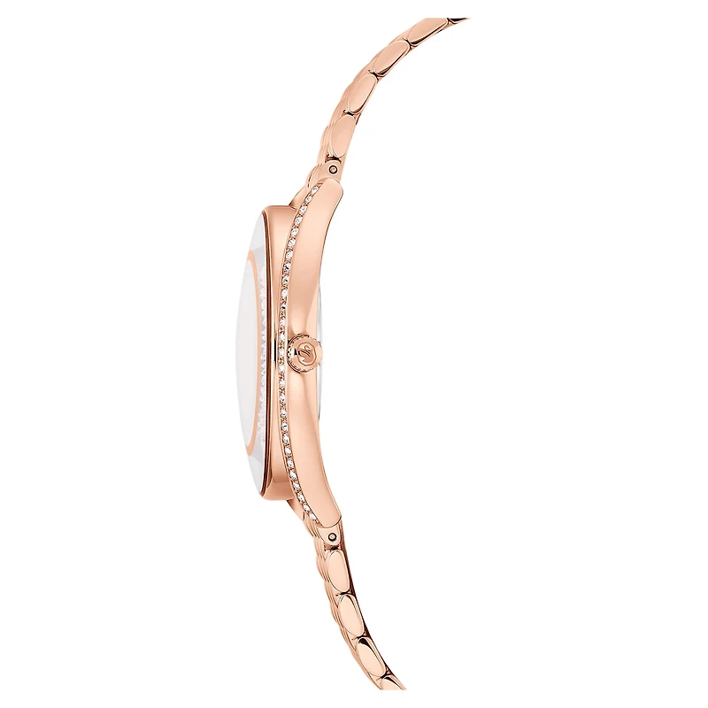Crystalline aura watch, Swiss Made, Metal bracelet, Rose gold tone, Rose gold-tone finish by SWAROVSKI