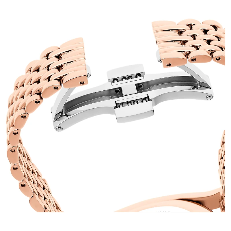 Crystalline aura watch, Swiss Made, Metal bracelet, Rose gold tone, Rose gold-tone finish by SWAROVSKI