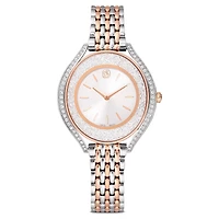 Crystalline aura watch, Swiss Made, Metal bracelet, Rose gold tone