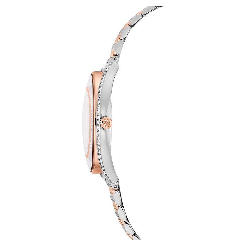 Crystalline aura watch, Swiss Made, Metal bracelet, Rose gold tone