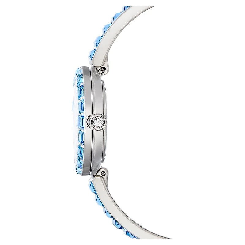 Matrix bangle watch, Swiss Made, Crystal bracelet, Blue, Stainless steel by SWAROVSKI