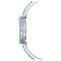 Matrix bangle watch, Swiss Made, Crystal bracelet, Blue, Stainless steel by SWAROVSKI