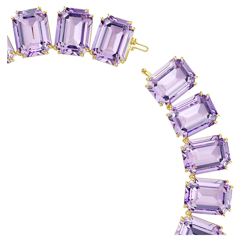 Millenia Tennis necklace, Oversized crystals, Octagon cut, Purple, Gold-tone plated by SWAROVSKI