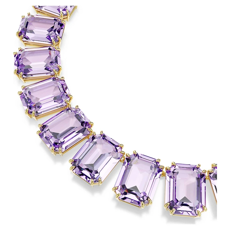 Millenia Tennis necklace, Oversized crystals, Octagon cut, Purple, Gold-tone plated by SWAROVSKI