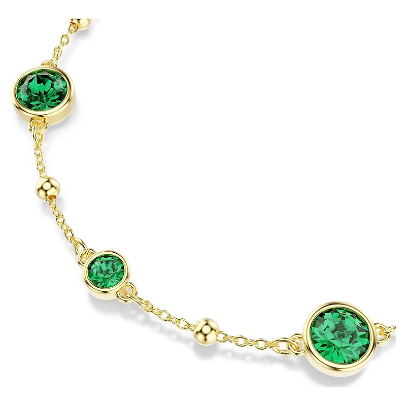 Imber bracelet, Round cut, Green, 18K gold finish
