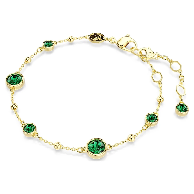 Imber bracelet, Round cut, Green, Gold-tone plated by SWAROVSKI