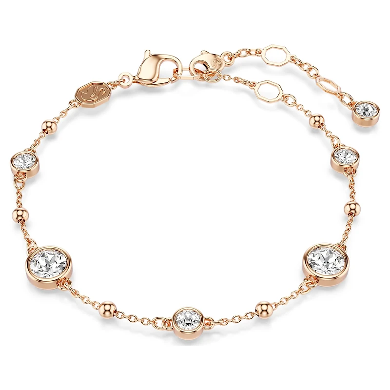 Imber bracelet, Round cut, White, 18K rose gold finish